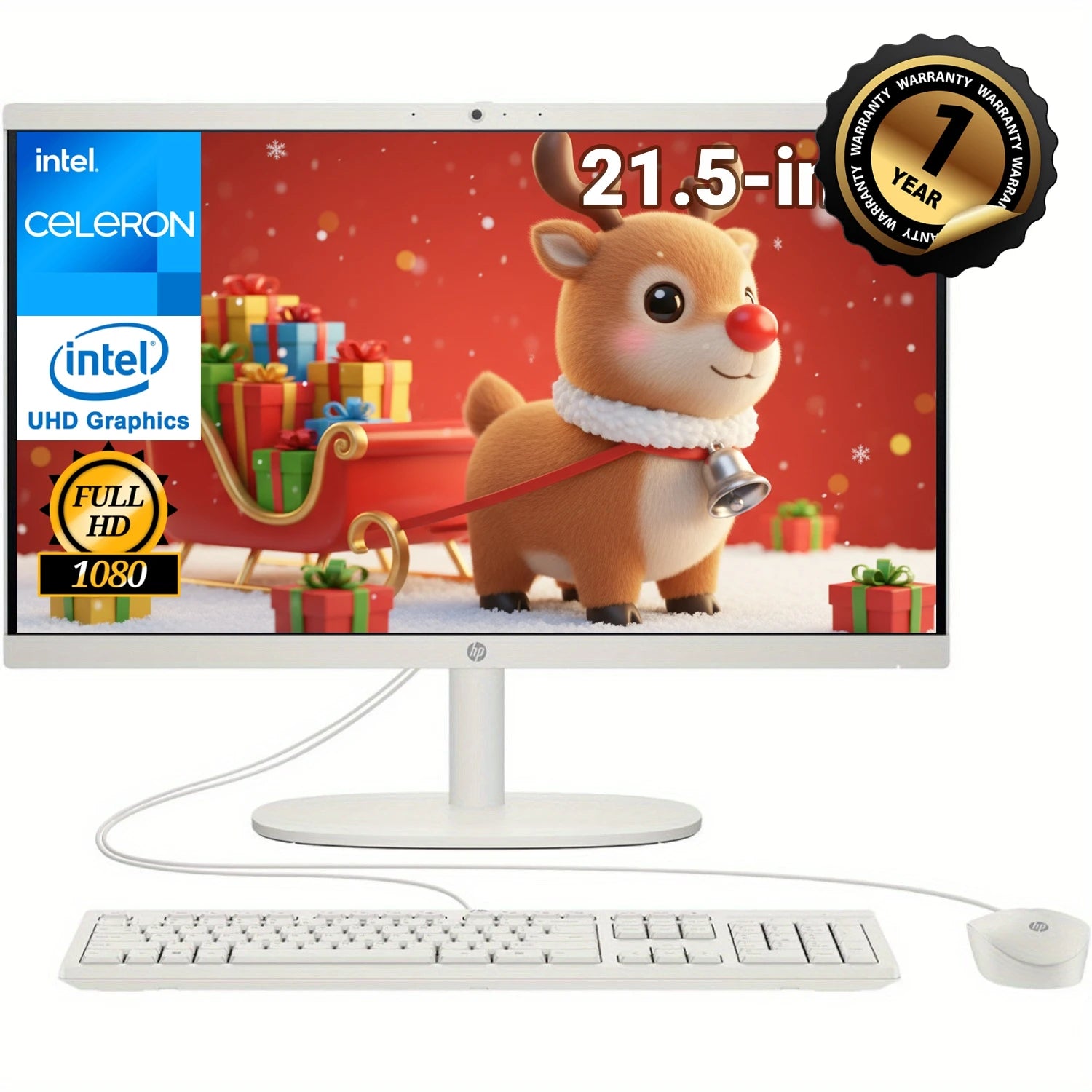 HP 21.5" All-in-One Desktop,Intel Celeron J4025,32GB RAM,2TB SSD,Intel UHD Graphics 600,Windows 11,White