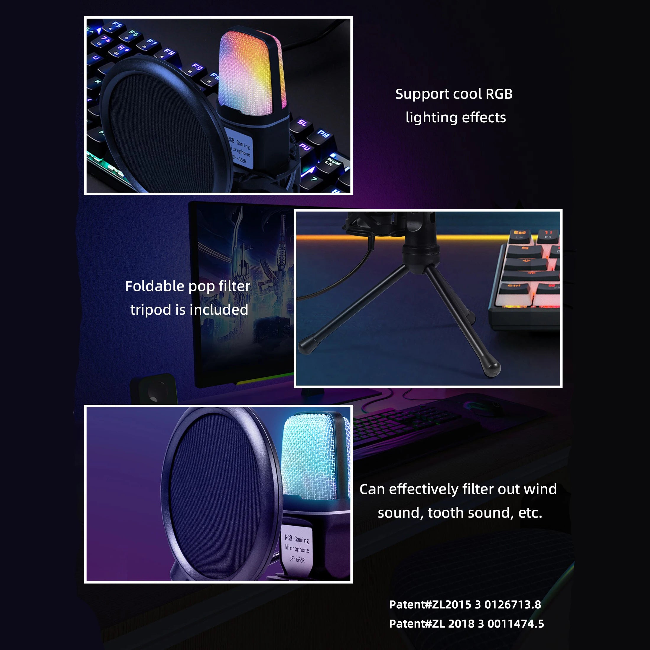 Gaming Computer Professional Condenser Microphone Mic PC Laptop USB Wired Live Streaming Podcast Studio Mike Kit Gamer Karaoke