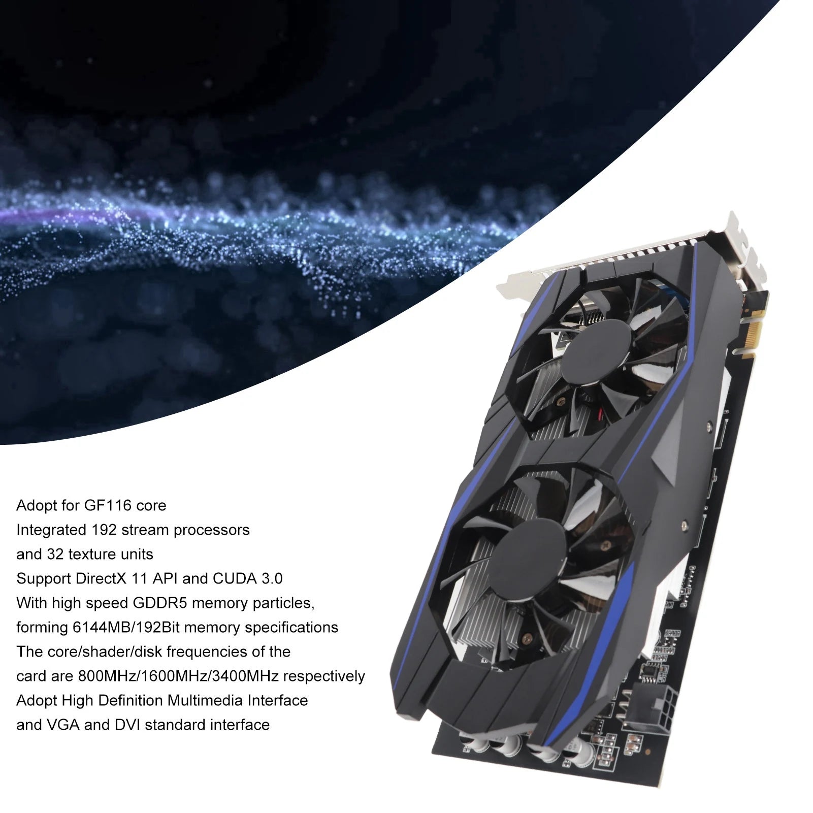 Computer Graphics Card Gaming Graphics Card 3D Stereo Display 192BIT Dual Fan GDDR5 GTX550Ti 6GB 2560x1600 for Business