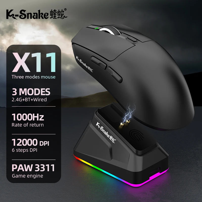 k-sanke x11 Bluetooth wireless mouse game three-mode e-sports laptop PAW311 desktop computer lightweight magnetic charging