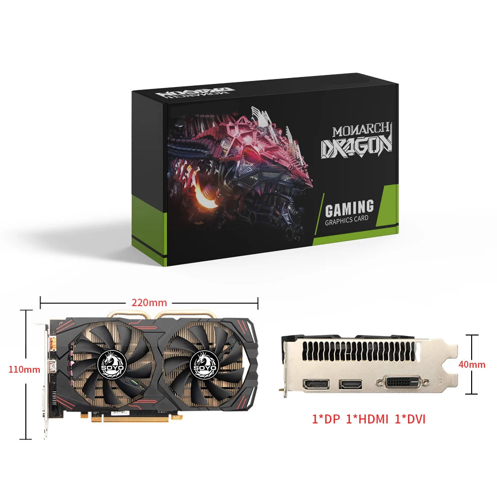 SOYO AMD Radeon RX580 8GB Graphics Card GDDR5 Memory 2048SP 256Bit PCI-E3.0x16 GPU DP DVI for Computer Gaming Video Card