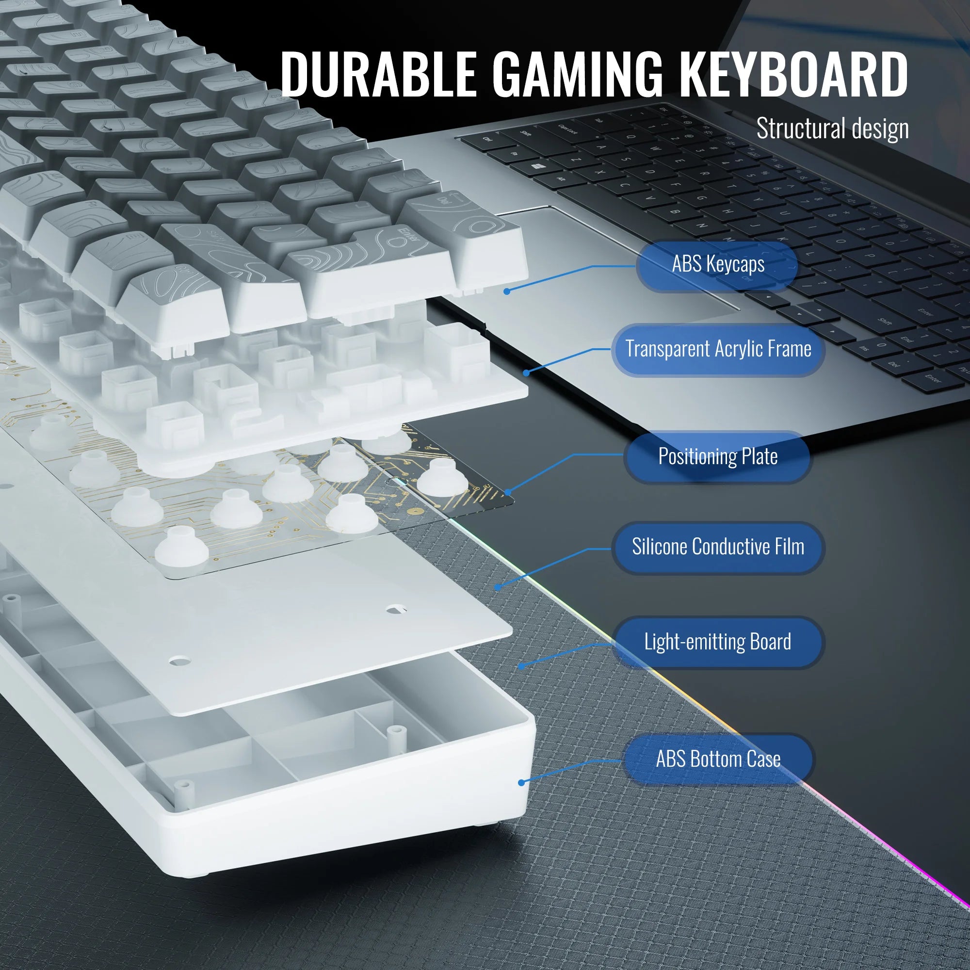 60% gaming keyboard, numeric keypad and mouse set. The mini gaming keyboard has 61 keys and features true RGB backlighting. Sui