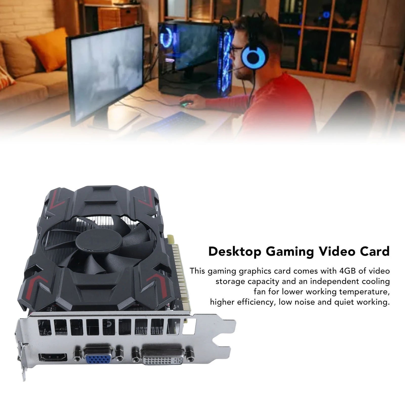 Gaming Graphics Card HD6770 4GB DDR5 128bit HD Multimedia Interface DVI Displayport Interface Desktop Gaming Video Card