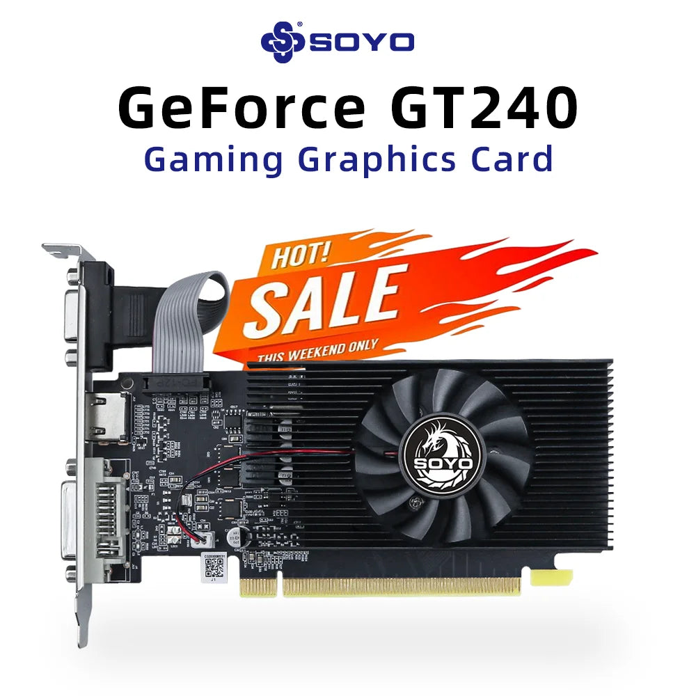 NVIDIA GPU GT 240 1G Graphics Card SOYO DDR3 128Bit 40nm Gaming Video Cards Desktop Computer components GT240 game Video Cards