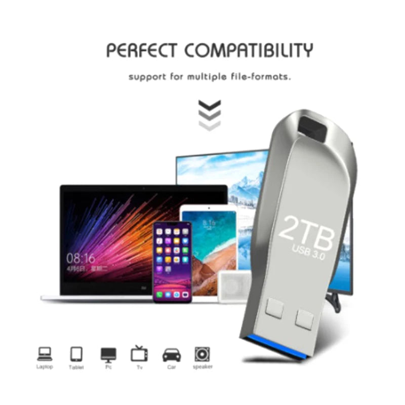 2TB Metal Usb 3.0 Pen Drive 2TB Usb Flash Drives 1TB High Speed Pendrive Waterproof Usb Flash Disk New Upgraded TYPE-C Adapter