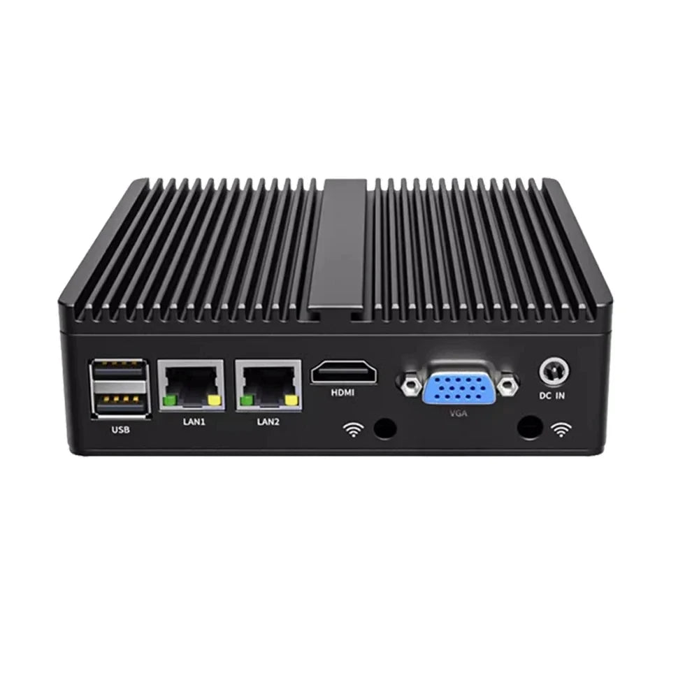 Metal Case Fanless Industrial Mini PC Intel N2840 Desktop Computer Pfsense Mini Server DDR3L Msata SSD 2Lan 2COM VGA HD Display