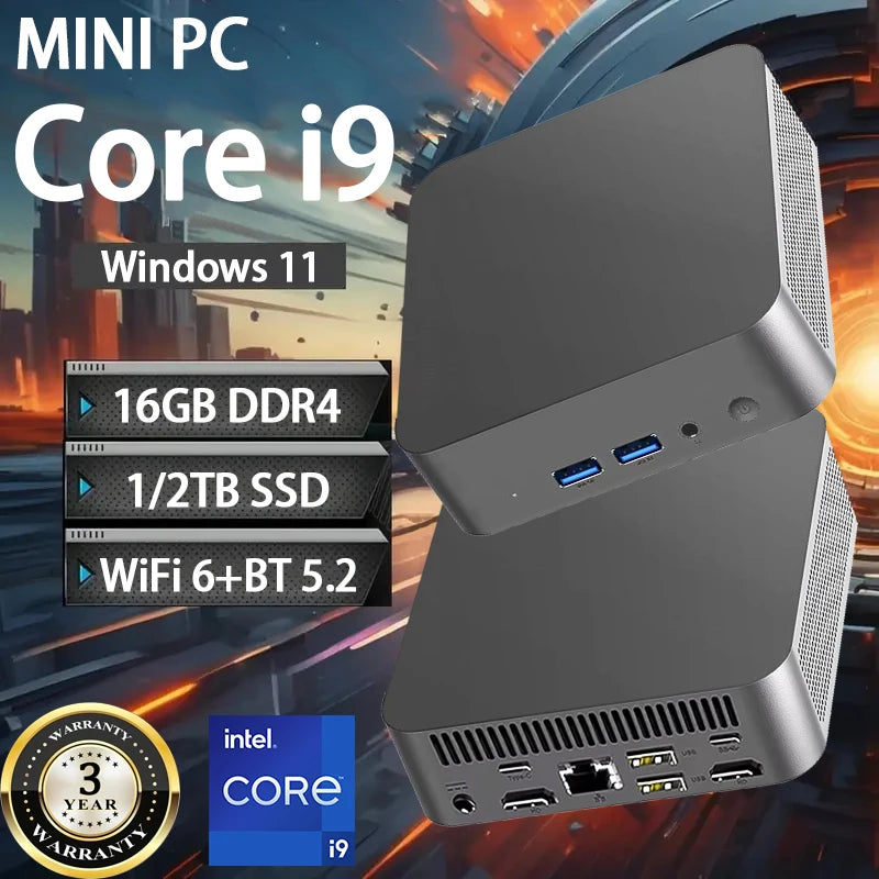 2026 MINI PC Core i9 8950HK Core i3 6100U 16GB DDR4 1TB 2TB SSD Windows 11 Pro Computer Wifi6 UHD Graphics PC Gamer Desktop