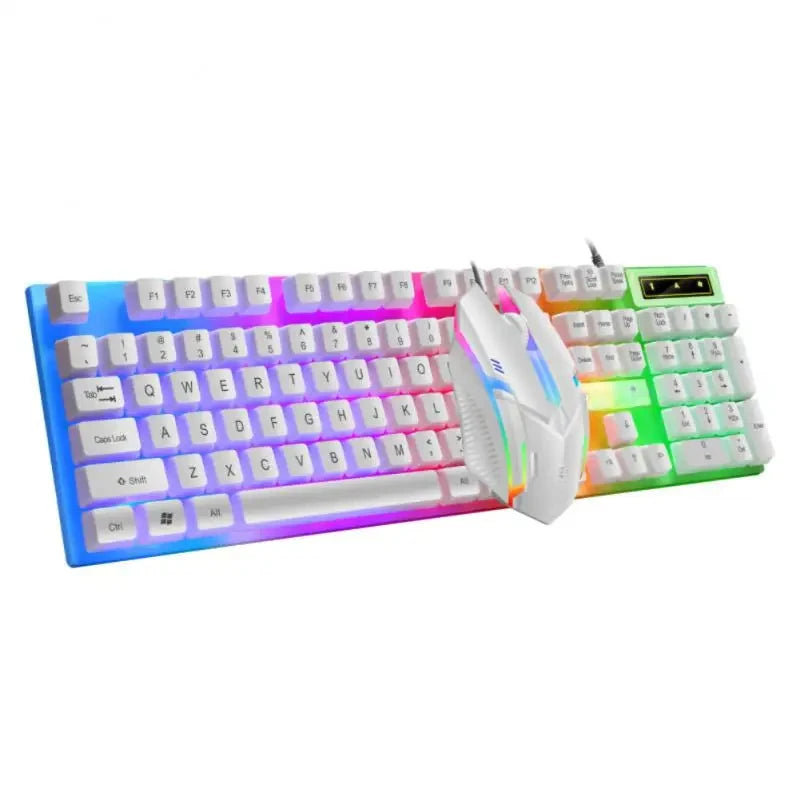 Colorful LED Backlit USB Keyboard and Mouse Combo, Comfortable Grip, Durable and Wear-Resistant. Suitable for Business, Office,