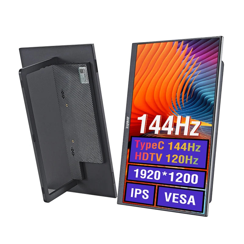 16" Portable Monitor 144Hz/120Hz 1920*1200 Resolution, 300Cd/m² brightness, suitable for laptops, mobile phones