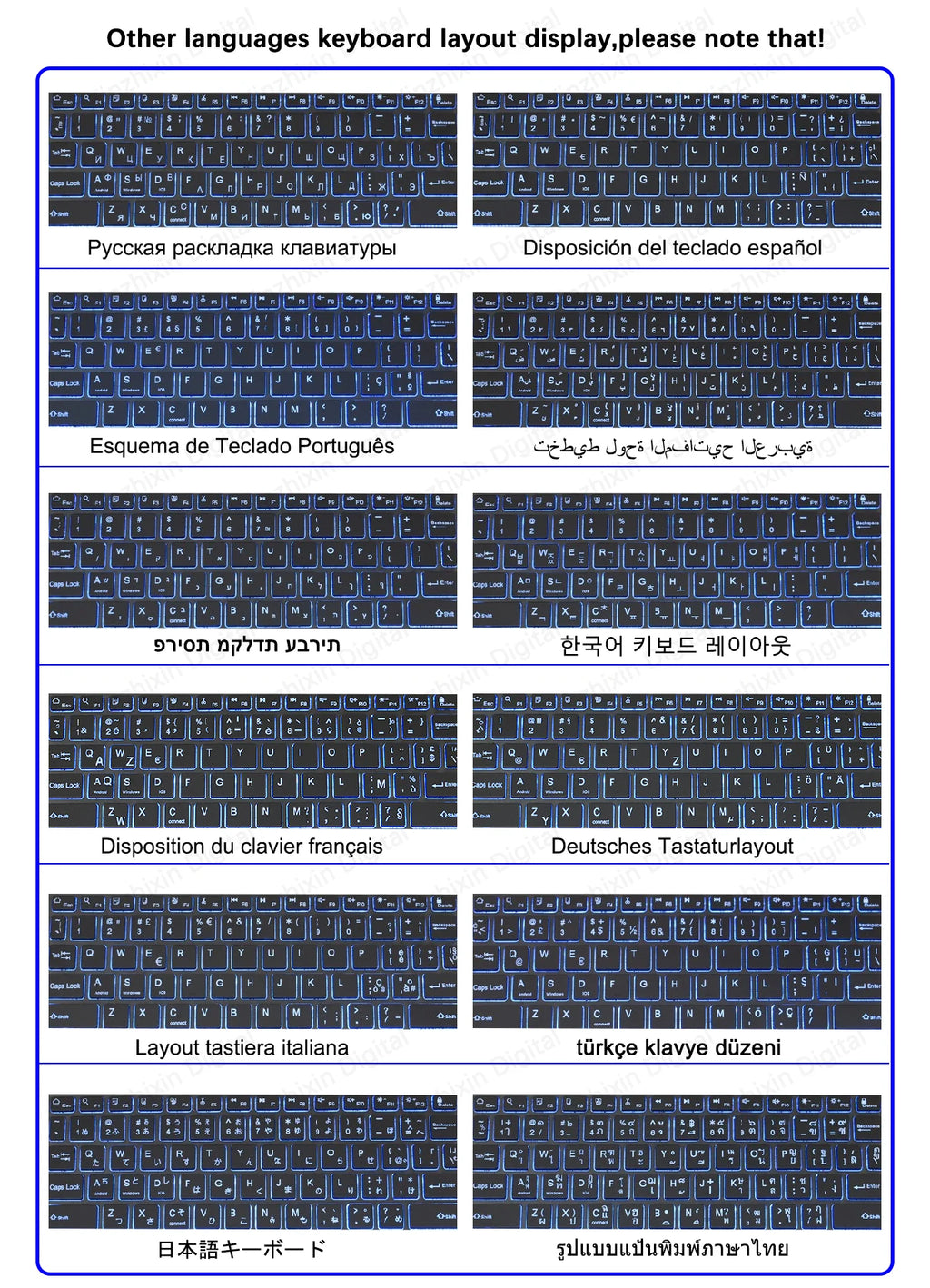 10inch RGB Backlit Rechargeable  Bluetooth Keyboard Wireless Keyboard Bluetooth Mini Keyboard for Spanish Russian Keyboard