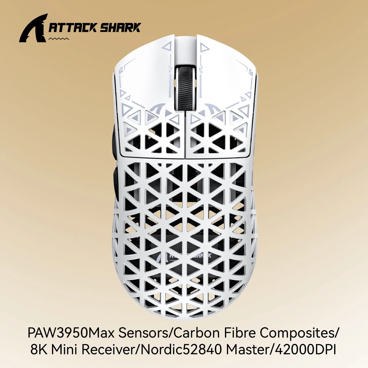 ATTACK SHARK R5 Tri-mode Ultra Wireless Gaming Mouse Carbon Fiber 8K ,PAW3950MAX ,8000Hz Wireless Polling Rate, DPI up to 42000