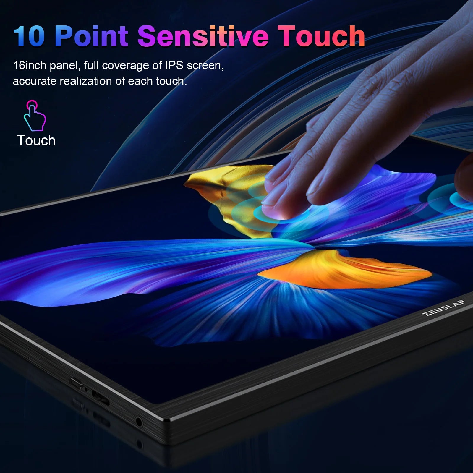 ZEUSLAP 16" Touch Screen Portable Monitor 100%sRGB 1200P IPS Screen Travel Display for Steam Deck Laptop Switch PS4 PS5 Xbox