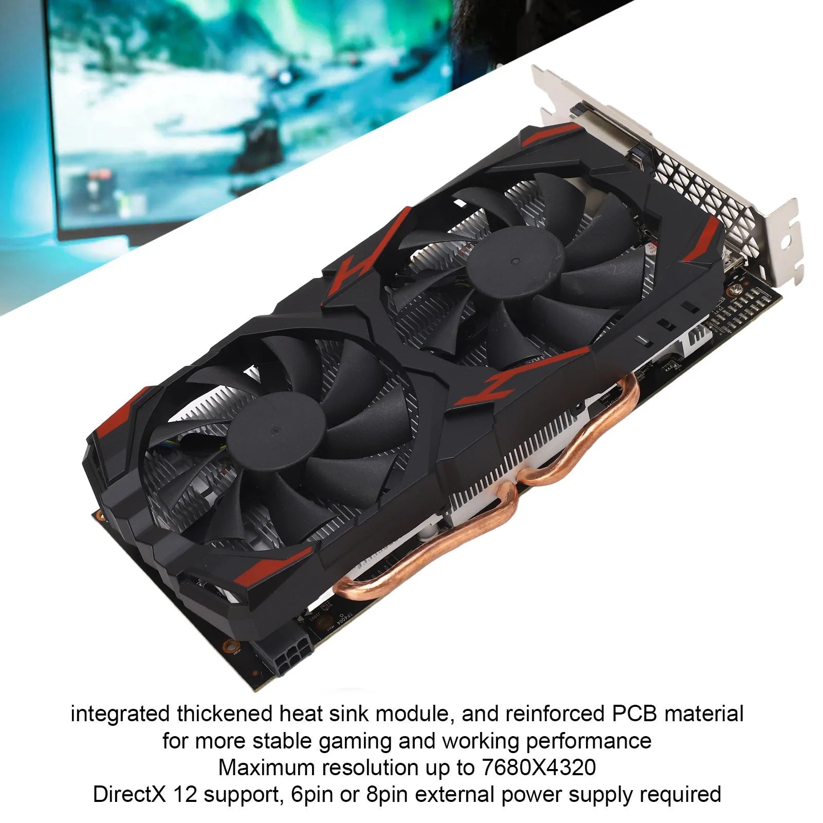 RX 580 8GB 256BIT Computer Gaming Graphics Cards Quiet Plug and Play DDR5 Graphics Card with Dual Fans for Desktop PCs