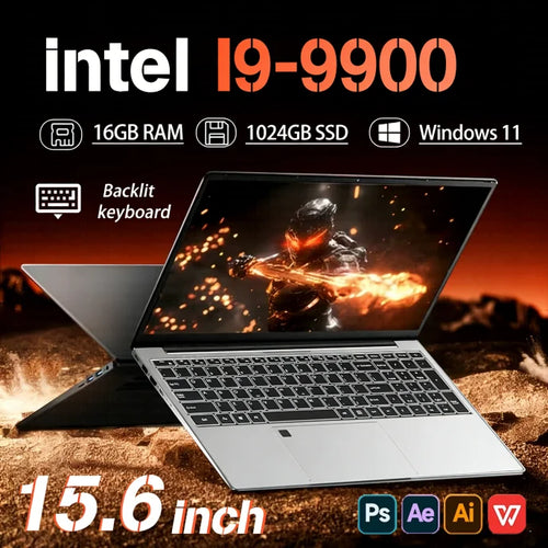 15-inch Windows 11 Pro laptop with Intel Core i9, 16GB RAM, 1TB SSD, suited for gaming and study, by Electric Storm Store