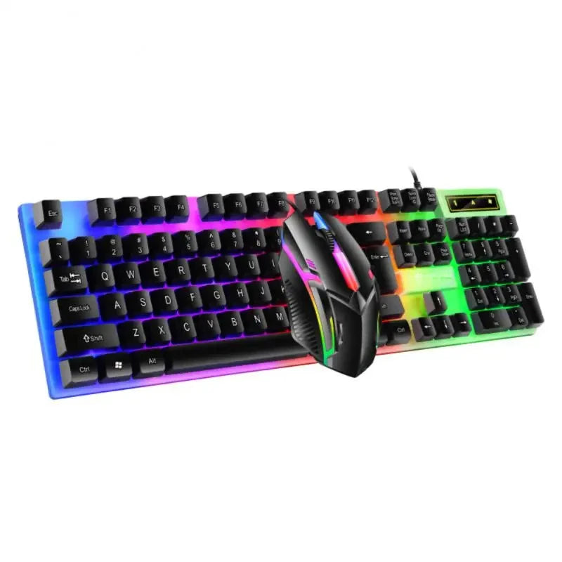 Colorful LED Backlit USB Keyboard and Mouse Combo, Comfortable Grip, Durable and Wear-Resistant. Suitable for Business, Office,