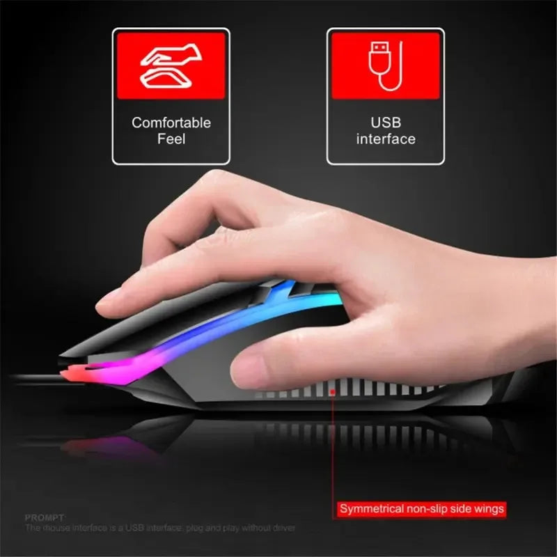 Colorful LED Backlit USB Keyboard and Mouse Combo, Comfortable Grip, Durable and Wear-Resistant. Suitable for Business, Office,