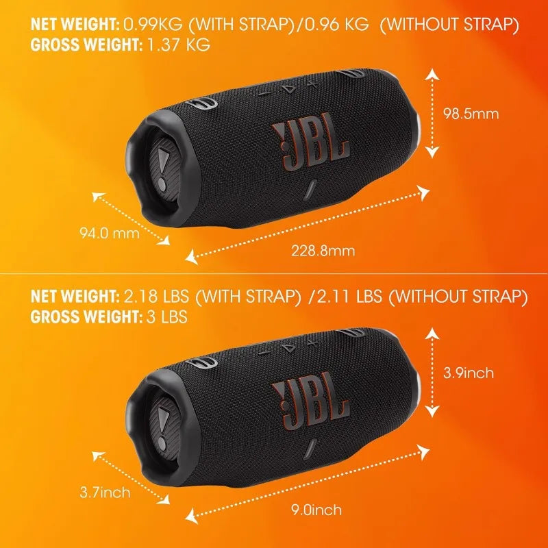 Genuine original JBL Charge 6 Portable Bluetooth Speaker Waterproof Drop Proof AI Sound Boost 28H Playtime Powerbank Black