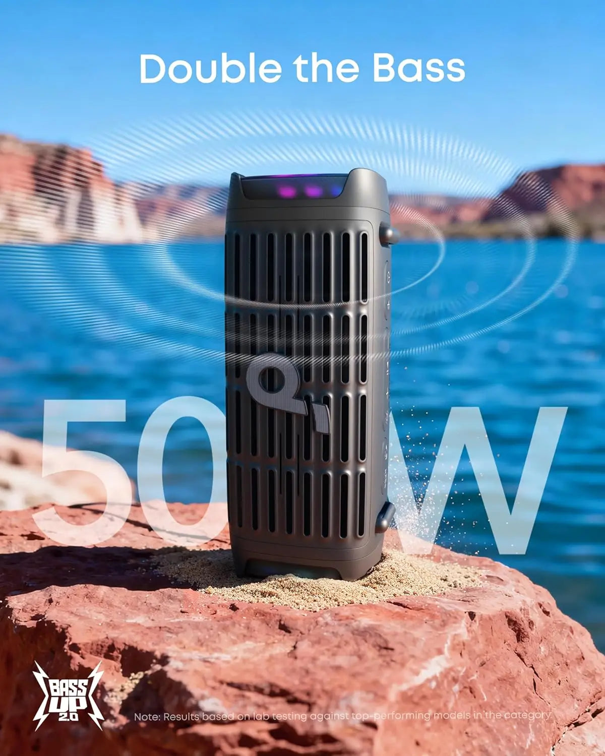 Refurbished Soundcore Boom 3i by Anker compact outdoor speaker with IP68 waterproof, floating playback, and saltwater resistance.