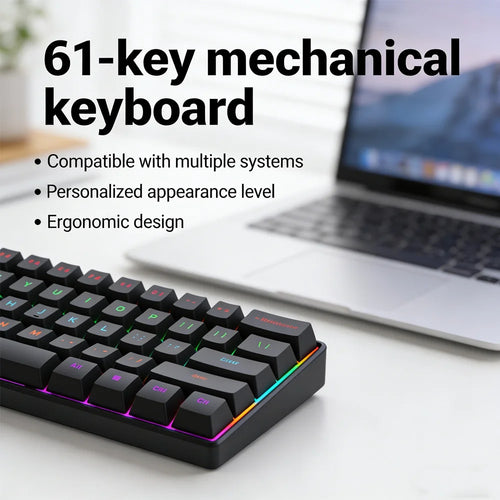 2026 new Mini 60% Compact Wired Keyboard 61 Keys RGB Backlight Membrane Keyboard For Windows PC Office laptop Computer