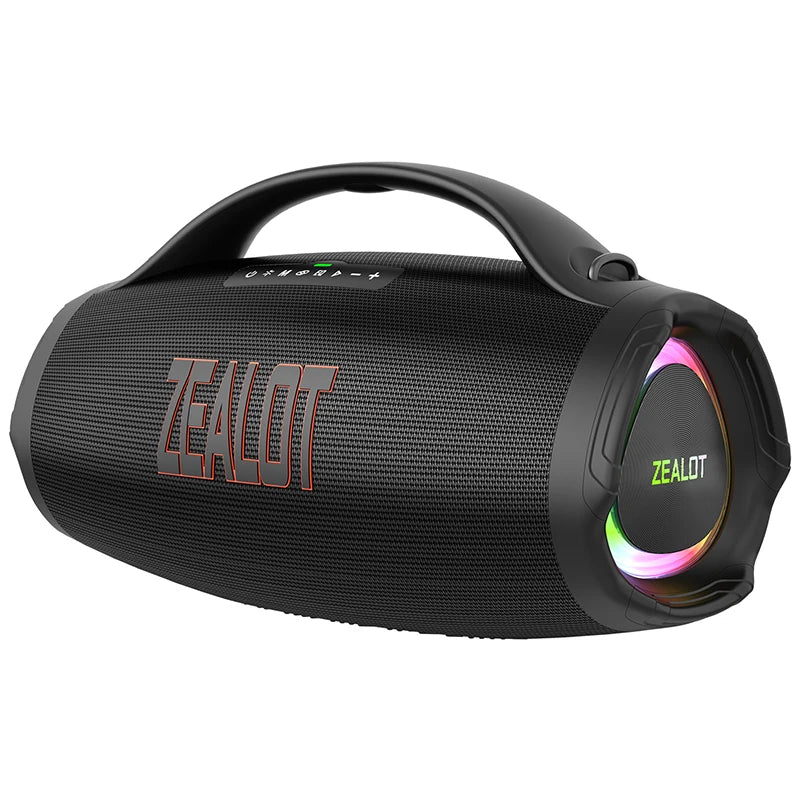 Storm Store ZEALOT-S98 160W portable Bluetooth speaker with RGB lighting, waterproof design, 36000mAh battery, TWS, USB, TF, AUX ports
