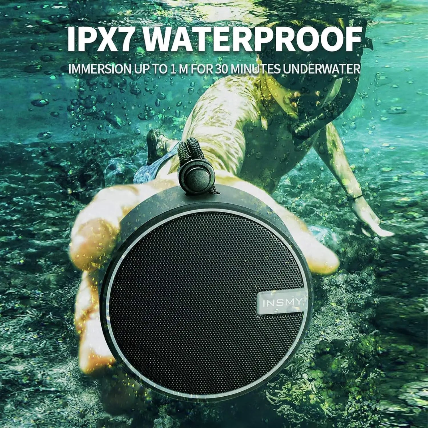 IPX7 Waterproof Bluetooth Speaker, Portable Wireless with Loud Clear Sound, TF Card Support and Suction Cup for Kayak Beach Use