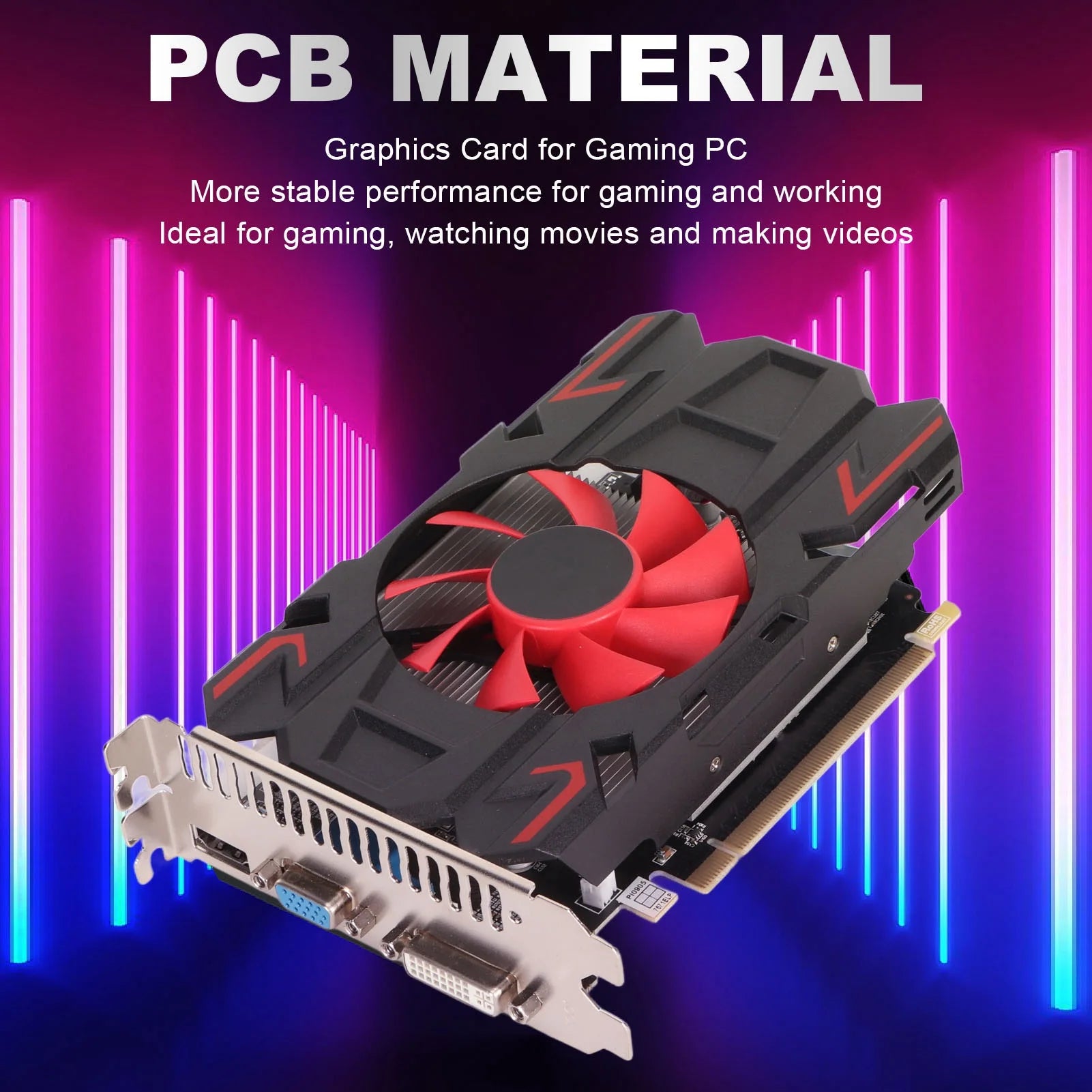 Gaming Graphics Card Quiet Working Easy To Install HD7670 4GB DDR5 128bit Plug and Play Graphics Card Low Noise for Multimedia