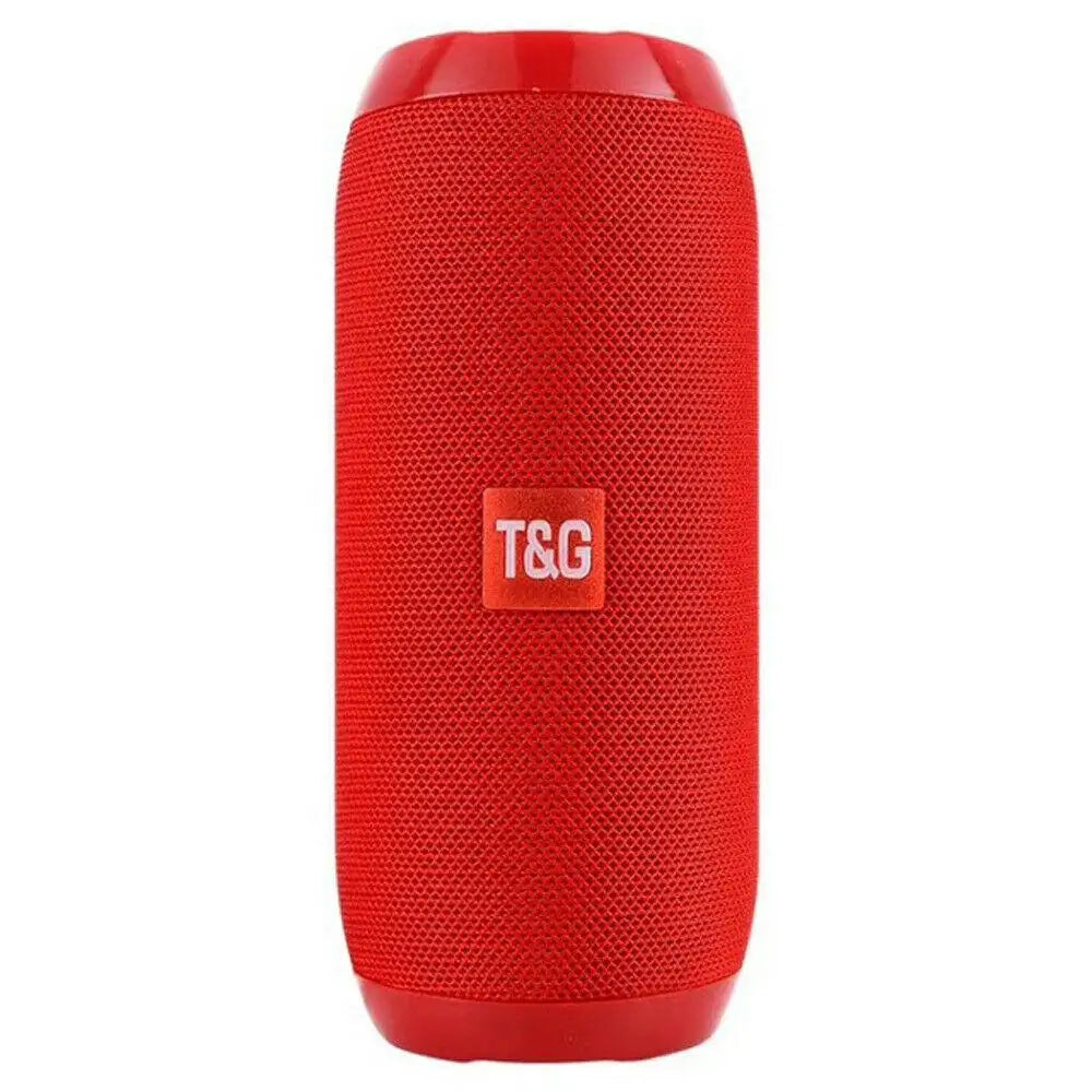 Storm Store TG117 outdoor Bluetooth speaker with dual bass sound, subwoofer, FM radio, portable wireless design, and music playback.