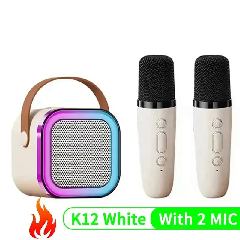 K12 karaoke machine with 1/2 wireless microphones portable 5.3 PA Bluetooth speaker system RGB lights audio home KTV kid gifts