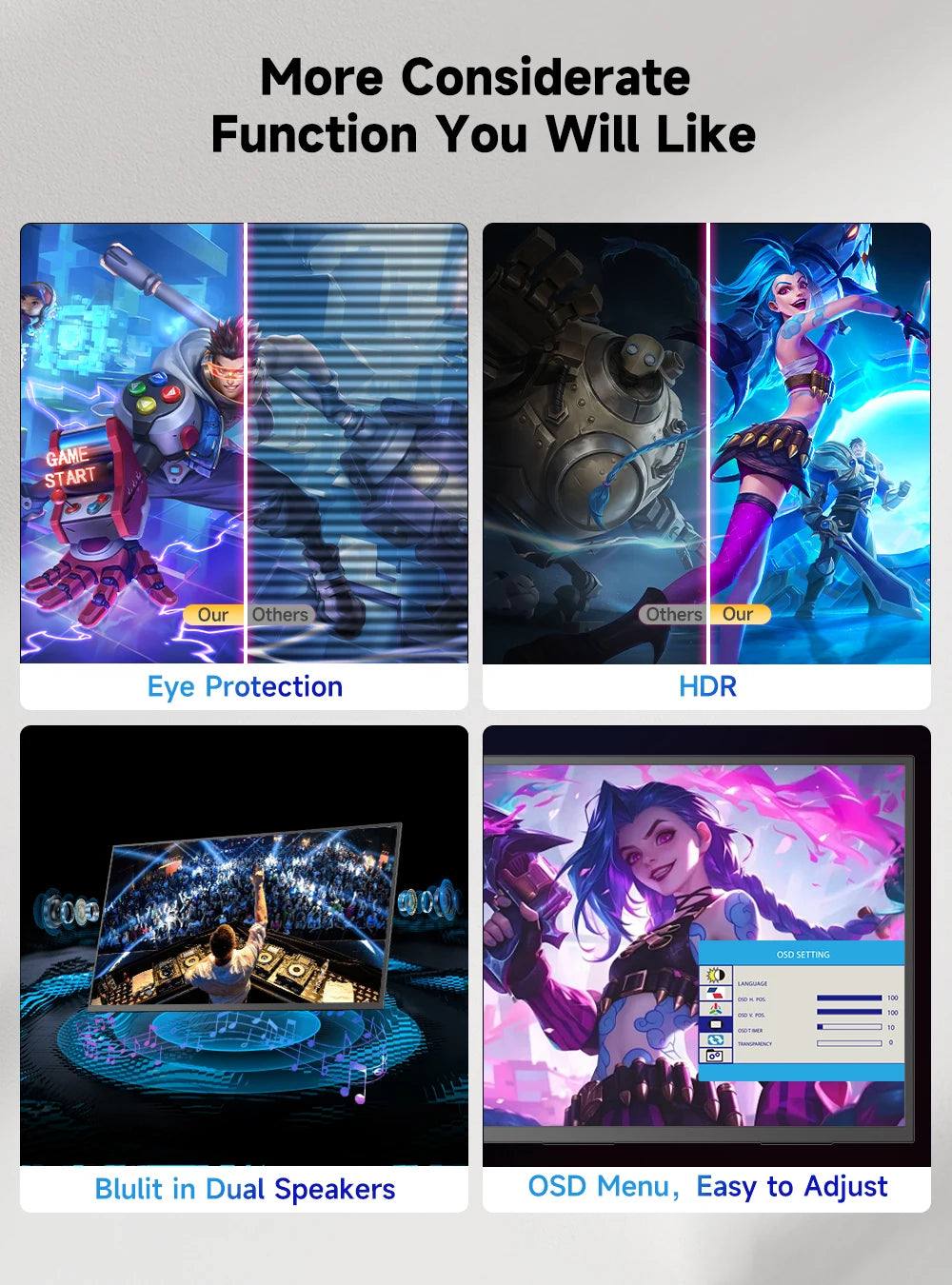 UPERFECT 23.8” 120HZ Large Portable Monitor 1080P 100% SRGB Gaming Laptop Display External Second Screen For PC Phone Steamdeck