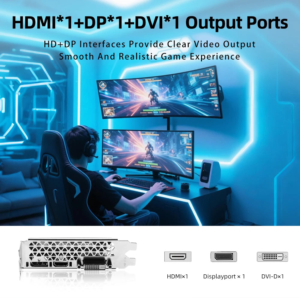 AIBOMAN Video Card GTX1660Ti 6GB GDDR6 192Bit 1530MHz GPU PCI-E 3.0 HDMI DP DVI Output Gaming Graphics Cards