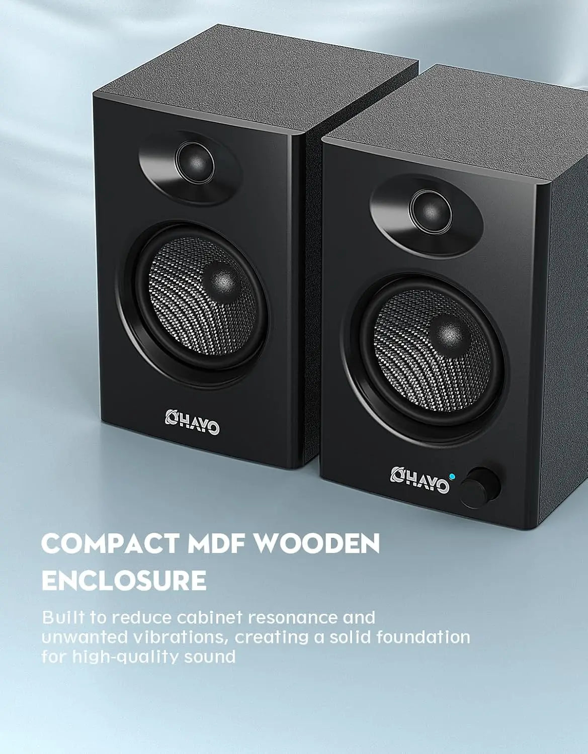 OHAYO 60W computer speakers for music and gaming, stereo 2.0 speakers with Bluetooth 5.3, aux and RCA input for desktop or laptop