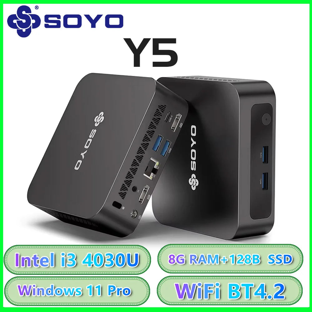 SOYO Mini PC Y5 Intel i3 4030U 8GB RAM 128GB ROM Windows 11 Pro WiFi BT4.2 Desktop Computer