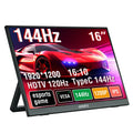 16" Portable Monitor 144Hz/120Hz 1920*1200 Resolution, 300Cd/m² brightness, suitable for laptops, mobile phones
