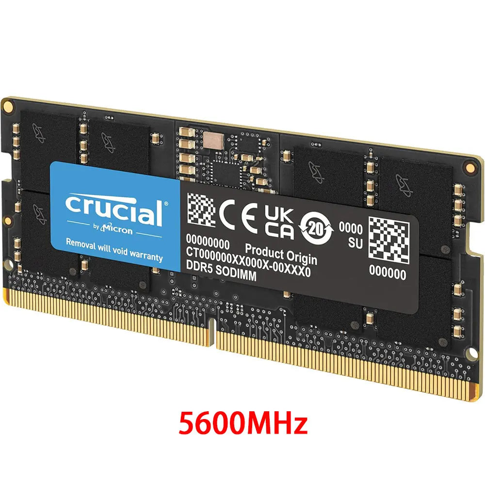 Crucial Memoria DDR5 Laptop RAM 8GB 32GB 16GB 4800 5600MHz Memory SODIMM 1.1V 262Pin PC5-44800 38400 Notebook DRAM For Intel&AMD