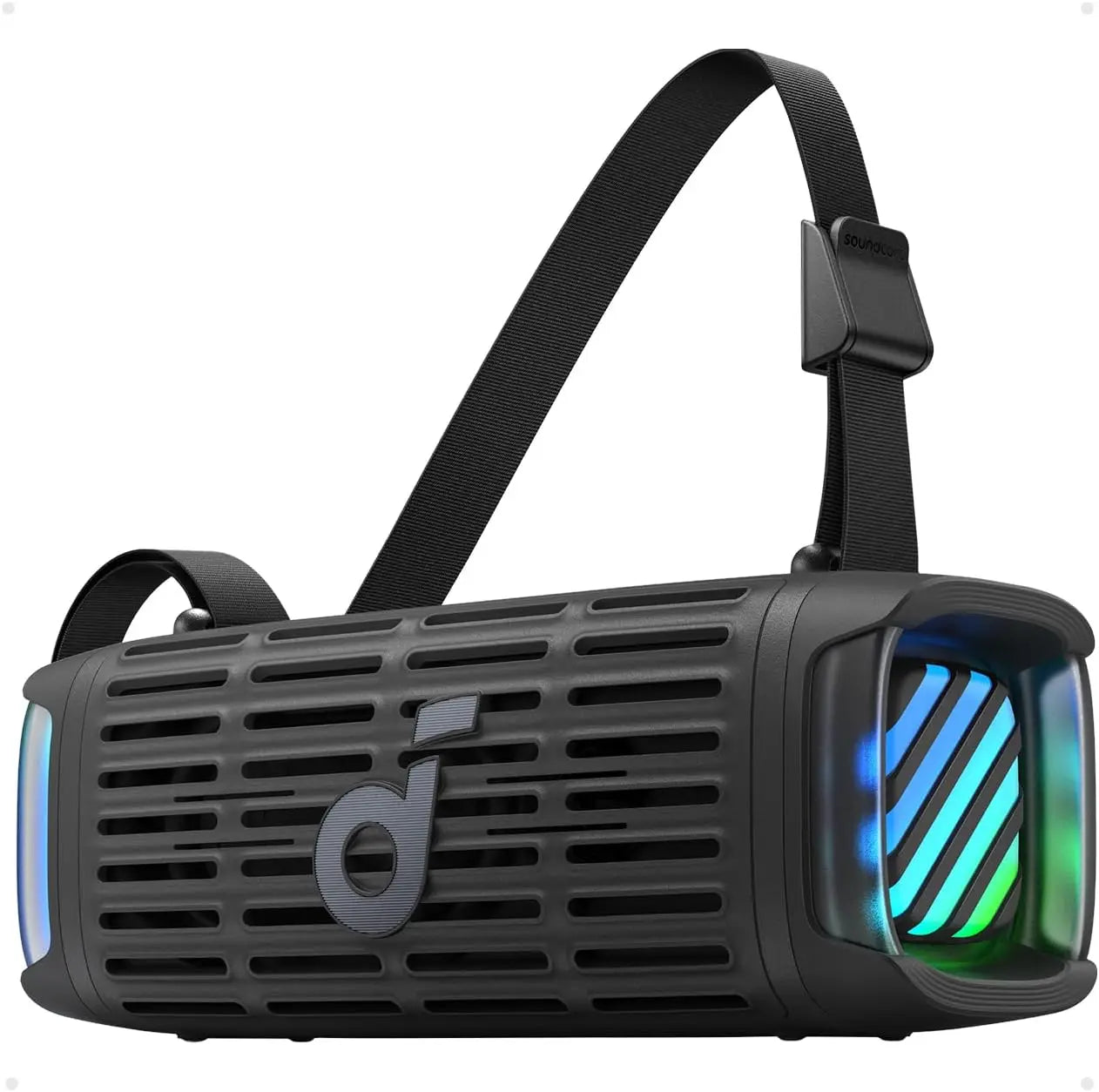 Refurbished Soundcore Boom 3i by Anker compact outdoor speaker with IP68 waterproof, floating design, saltwater resistance, shown in the image.