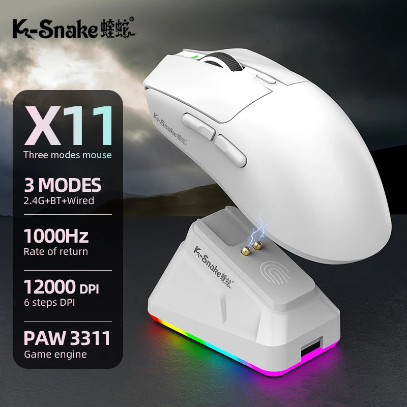 k-sanke x11 Bluetooth wireless mouse game three-mode e-sports laptop PAW311 desktop computer lightweight magnetic charging