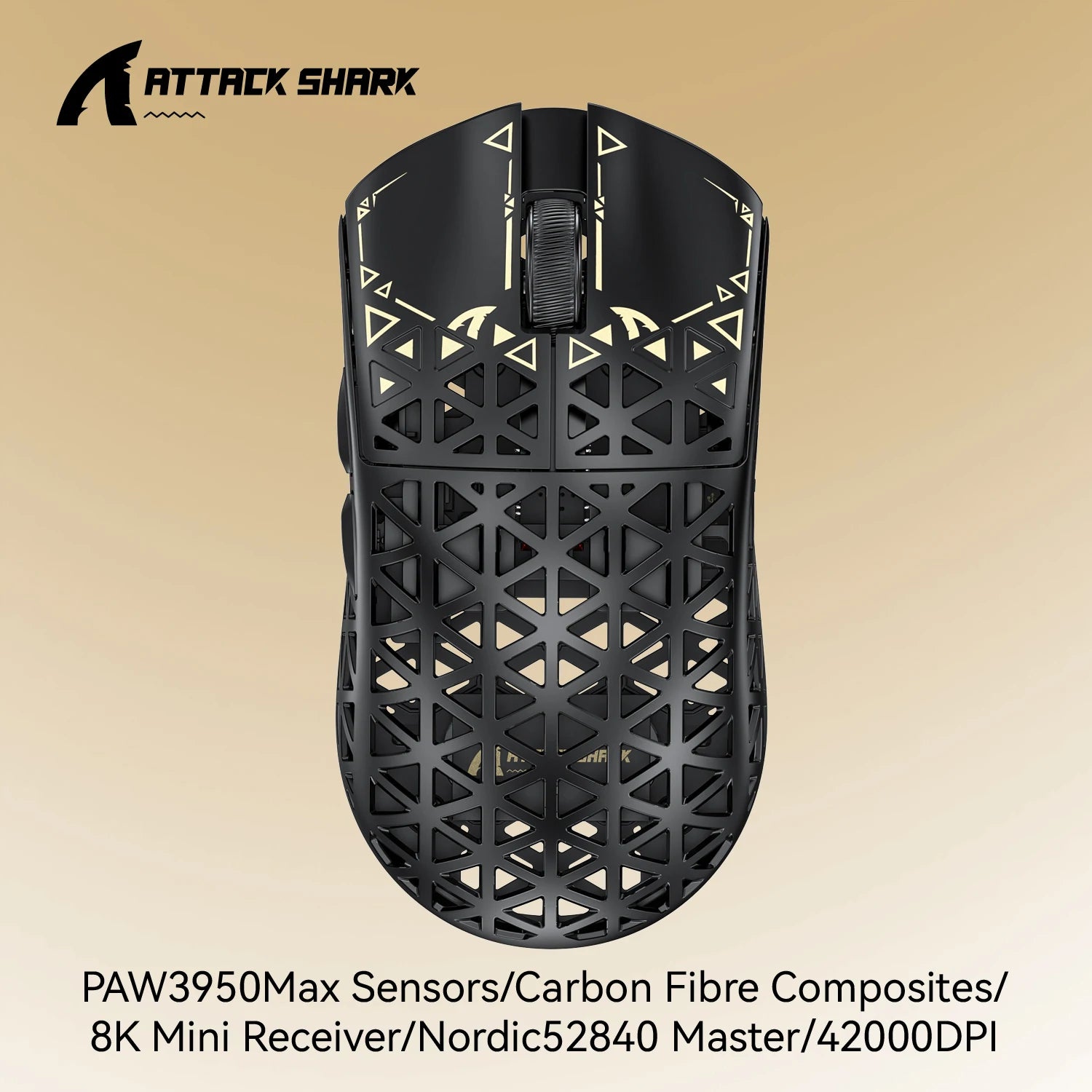 ATTACK SHARK R5 Tri-mode Ultra Wireless Gaming Mouse Carbon Fiber 8K ,PAW3950MAX ,8000Hz Wireless Polling Rate, DPI up to 42000