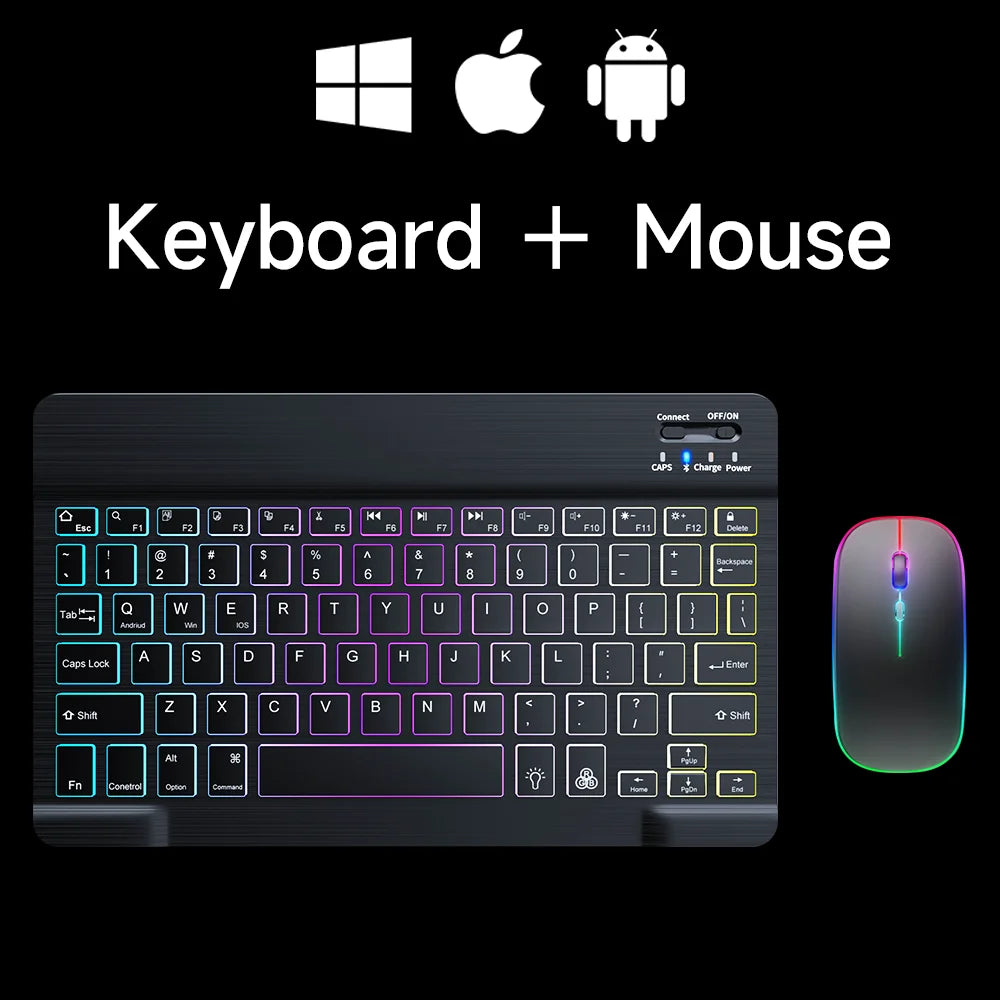 10inch RGB Backlit Rechargeable  Bluetooth Keyboard Wireless Keyboard Bluetooth Mini Keyboard for Spanish Russian Keyboard